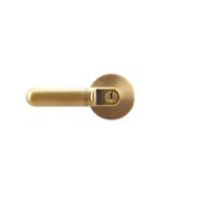 Silent Three-Rod Handle Lock Bedroom Door Hotel Bathroom Heavy-Duty Single Tongue Ball Channel(Yellow Bronze with Key)