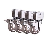 Silent UBracket Swivel Casters for Fur 5.1 cm Rubber Wheels with Screws Baby Crib Replacement 16 mm with Brake&Easy li