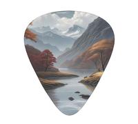 Silent Valley printed guitar picks, 12-piece set with thin, medium, and thick styles, comes with a storage case
