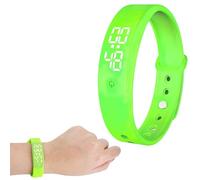 Silent Vibrating Alarm Wristband for who with Partner/New Born/Children, 6×Alarms Pill Reminder Alarm Watch Wrist Clock 3×times Temperature Measurement for Deep Sleepers/Hearing Impaired Deaf (Green)