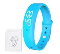 Silent Vibrating Alarm Wristband for who with Partner/New Born/Children, 6×Alarms Pill Reminder Alarm Watch Wrist Clock 3×times Temperature Measurement for Deep Sleepers/Hearing Impaired Deaf (Blue)