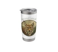 Silent Vigil Lynx Wildlife Nature Design Stainless Steel Insulated Tumbler