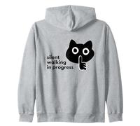 Silent Walking in Progress Cute Black Cat Lover, Quiet Shhh Zip Hoodie