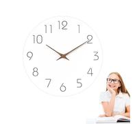 Silent Wall Clock - 10 Inch Wall Clocks Living Room Decoration | Silent MDF Clocks Battery Powered White 10 Inch for Home Office Accessories, Wall Clock