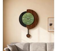 Silent Wall Clock, Battery Operated, Modern Design with Heart Pendulum, Sandstone Finish, Wooden Hands for Home, Living Room, Bedroom, Office