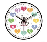 Silent Wall Clock Non Ticking Quartz Movement for Classroom Kids Room - Large 12 Inch Educational Learning Clock with Big Numbers Easy Read Multicolor Design(C)
