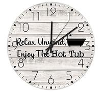 Silent Wall Clock Silent Non-Ticking Large Numbers Battery Operated Relax Unwind Enjoy The Hot Tub Country Wall Clocks Home Decor for Girls Room Bedroom Garden 12 Inch