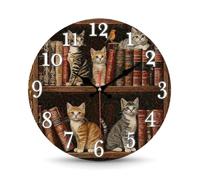 Silent Wall Clock Wall Clock Farmhouse Wall Clock Decorative Round Clock With Silent Sweep Movement MDF Body suitable for home room kitchen hallway, 25CM, Sx-1