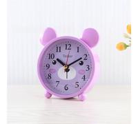 Silent Wall Clock with Sweep Movement & Gentle Alarm for Students, Bedroom or Desk Decor - Cute Cartoon Design in Violet/Army Green/Khaki/Pink, 11 x(Violet)