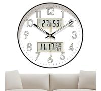 Silent Wall Clock - Without Sign -TAC Shining Around Wall Clock in the Dark, Living Room Decor with Temperature and Humidity | Silent Wall Decoration, Night Light Wall Clock