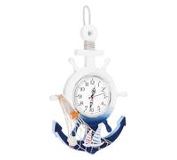 Silent Wall-Clocks,Coastal Beach Theme Mediterranean Style Boat Anchor Wall Clock Wooden Plastic s and Star Design Hanging Decor