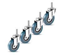 Silent Wheels 4-Pack Noise-Free Swivel Casters No Floor Marks PVC Furniture Rollers with Brake Threaded Stem 80 Kg Load Capacity Perfect for Carts Furniture Toolboxes Workbenches