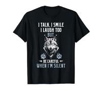 Silent Wolf Warning Quote Dark Humor Animal Graphic Value Graphic T-Shirt, Men, Black, L