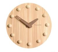 Silent wooden wall clock with quartz movement, punch mounting system, designed for living room and For home environment, battery operated