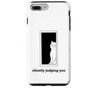 Silently Judging you Funny White Cats Sarcastic Women Girls Case for iPhone 7 Plus/8 Plus
