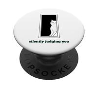 Silently Judging you Funny White Cats Sarcastic Women Girls PopSockets Adhesive PopGrip