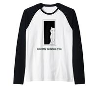 Silently Judging You Funny White Cats Sarcastic Women Girls Raglan Baseball Tee