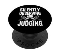 Silently Observing And Judging Funny Cat PopSockets Adhesive PopGrip