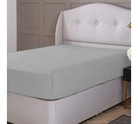 Silentnight 100% Pure Cotton Extra Deep 40cm Super King Light Grey Fitted Sheet. Super Soft and Easy Care No-Iron Luxury Linen Bottom Bedsheet - Elastic Hem to Snugly Fit Around Your Mattress
