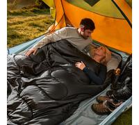 Silentnight SoftFill Adult Double Sleeping Bag - 3 Season Lightweight Soft Cosy Warm Mummy Sleeping Bag for Spring Summer Camping Hiking Outdoor Travel for Warm and Cold Weather - 190x30x150cm, Black