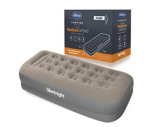 Silentnight Air Bed Single with Built in Pump - High Rise Flocked Non Slip Electric Airbed Comfortable Full Body Support Air Mattress for Guests,