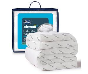Silentnight Airmax Mattress Topper - 10cm Extra Thick Deep Comfort Bed Pad - Breathable Cooler Nights - Box-Stitched Edge & Mesh Sides to Increase Airflow - Elasticated Straps - Washable, Small Double