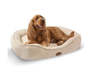 Silentnight Airmax Pet Bed - Comfortable Support for Head & Body - Breathable Prevent Overheating - Reversible Removable Cushion & Non-Slip Base - Easy Clean Machine Washable Dog Bed, Natural, Small