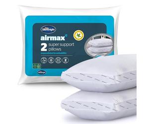 Silentnight Airmax Super Support Pillows, With Foam Core Breathable Cooling Cool Pillows, Hypoallergenic, White, 69 x 46 cm, Pack of 2