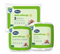 Silentnight Anti Allergy 10.5 Tog Duvet, Pillow Pair & Mattress Topper Bundle - All Year Round Winter Quilt - Anti-Bacterial and Machine Washable with Allergy UK Approved - Double