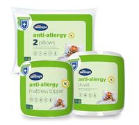 Silentnight Anti Allergy 10.5 Tog Duvet, Pillow Pair & Mattress Topper Bundle - All Year Round Winter Quilt - Anti-Bacterial and Machine Washable with Allergy UK Approved - Single