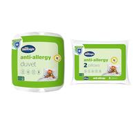 Silentnight Anti Allergy King-Size Duvet 4.5 Tog - Summer Quilt Duvet Anti-Bacterial and Machine & Anti-Allergy Pillows 2 Pack - Soft Medium Support Anti Bacterial, Bed Hotel Pillows