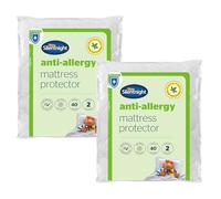 Silentnight Anti-Allergy Mattress Protectors 2 Pack - Mattress Cover Bed Pad Topper with Elasticated Straps Protecting Against Bacteria and Dust Mites - Small Double - Twin Pack