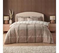 Silentnight Brushed Cotton Duvet Set - Soft Velvety Touch 100% Cotton - Cosy Feel Breathable Lightly Brushed Hypoallergenic - Button Fastening Duvet Cover + Pillowcase Bed Set, Check Natural, Double