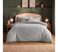 Silentnight Brushed Cotton Duvet Set - Soft Velvety Touch 100% Cotton - Cosy Warmth Feel Breathable Lightly Brushed Hypoallergenic - Button Fastening Duvet Cover + Pillowcase Bed Set, Silver, Single