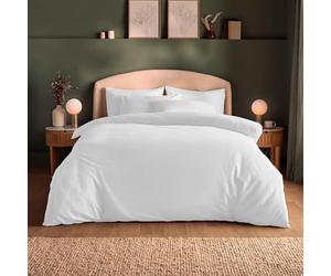Silentnight Brushed Cotton Duvet Set - Soft Velvety Touch 100% Cotton - Cosy Warmth Feel Breathable Lightly Brushed Hypoallergenic - Button Fastening Duvet Cover + Pillowcase Bed Set, White, Double