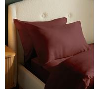 Silentnight Brushed Cotton Pillowcase Pair - Soft Velvety Touch 100 Percent Cotton - Cosy Warmth Feel for Colder Nights - Breathable Lightly Brushed Hypoallergenic Pillowcase, Burgundy