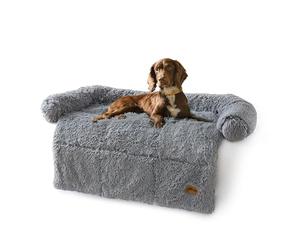 Silentnight Calming Dog Sofa Protector - Pet Sofa Cover Protector Bed for Dogs Cats with Non Slip Base and Soft Plush Fabric Reducing Pet Anxiety - Machine Washable - Small