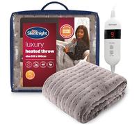 Silentnight Comfort Control Heated Throw Blanket - Luxury Fleece Electric Heated Overblanket for Sofa Bed with 9 Heat Settings, Fast Heat-up and Safety Shut Off - Machine Washable - 120x160cm - Grey