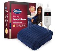 Silentnight Comfort Control Heated Throw Blanket - Luxury Fleece Electric Heated Overblanket for Sofa Bed with 9 Heat Settings, Fast Heat-up and Safety Shut Off - Machine Washable - 120x160cm - Navy