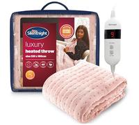 Silentnight Comfort Control Heated Throw Blanket - Luxury Fleece Electric Heated Overblanket for Sofa Bed with 9 Heat Settings, Fast Heat-up and Safety Shut Off - Machine Washable - 120x160cm - Blush