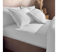 Silentnight Washed Cotton Rich Fitted Sheet - Soft Stylish Linen-Look Comfortable Bottom Sheet - Deep Fit with Elasticated Corners - Breathable Fabric Machine Washable, Single Bed Mattress, White