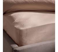 Silentnight Washed Cotton Rich Fitted Sheet - Soft Stylish Linen-Look Comfortable Bottom Sheet - Deep Fit with Elasticated Corners - Breathable Fabric Machine Washable, Single Bed Mattress, Natural