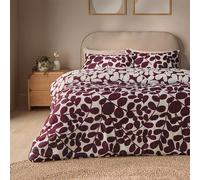 Silentnight Coverless Leaf Print Duvet and Pillowcase set BERRY LEAF DOUBLE