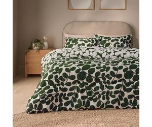 Silentnight Coverless Leaf Print Duvet & Pillowcase Set - Supersoft Stylish 10.5 Tog Bed Quilt - Two Reversible Designs - All Year Round Comfort No Cover Needed, Green, Double