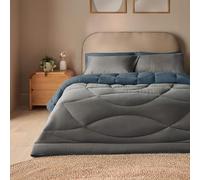 Silentnight Coverless Luxury Washed Duvet & Pillowcase Set - Soft Stylish 10.5 Tog Two Reversible Colours Bed Quilt - All Year Round Comfort No Cover Needed - Machine Washable, Blue & Charcoal, King