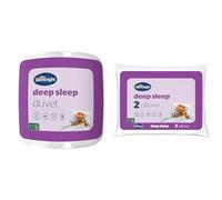 Silentnight Deep Sleep Single Duvet 7.5 Tog - Mid-Lightweight Soft and Comfortable Quilt Duvet & Deep Sleep Pillows 2 Pack - Medium Support Comfortable Hollowfibre Bed