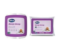 Silentnight Deep Sleep Super King Duvet 7.5 Tog - Mid-Lightweight Soft and Comfortable Quilt Duvet & Deep Sleep Pillows 4 Pack - Medium Support Bed Pillows for Side, Front, Stomach and Back