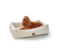 Silentnight Deep Sleep Ultimate Dog Bed - Premium Bouncy Fibres and Support Sides for Comfort - Removable Luxurious Plush Cover - Machine Washable & Non-Slip Base Pet Bed, Natural, Large - 70x90x22cm