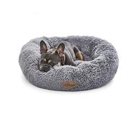 Silentnight Donut Calming Dog Bed - Calming Dog Cat Pet Bed Anxiety Relief Soft Fluffy Doughnut Pillow - Easy Clean Machine Washable Luxury Plush Dog Pillow Basket, Large 85cm, Grey