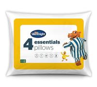 Silentnight Essentials Comfortable Soft Medium Support Pillows for Front, Stomach, Back and Side Sleepers-Hypoallergenic and Machine Washable, Microfibre, White, 4 Pack